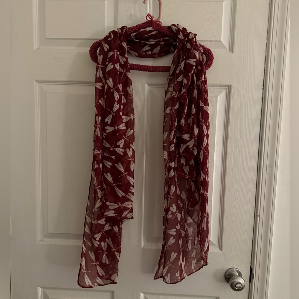 Red dragonfly scarf